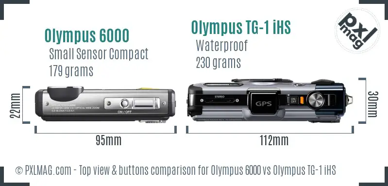 Olympus 6000 vs Olympus TG-1 iHS top view buttons comparison