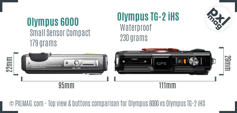 Olympus 6000 vs Olympus TG-2 iHS top view buttons comparison