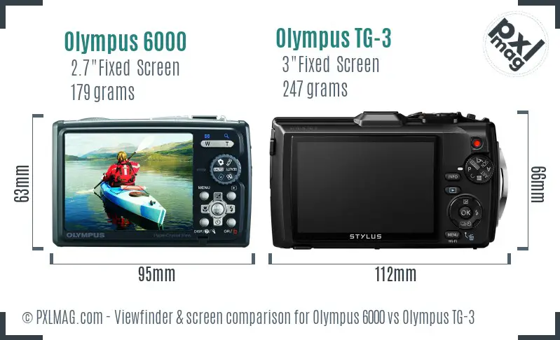 Olympus 6000 vs Olympus TG-3 Screen and Viewfinder comparison