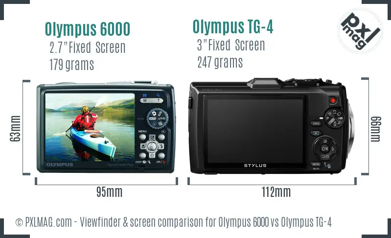 Olympus 6000 vs Olympus TG-4 Screen and Viewfinder comparison