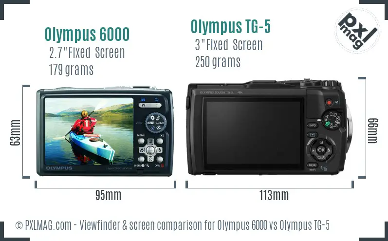 Olympus 6000 vs Olympus TG-5 Screen and Viewfinder comparison