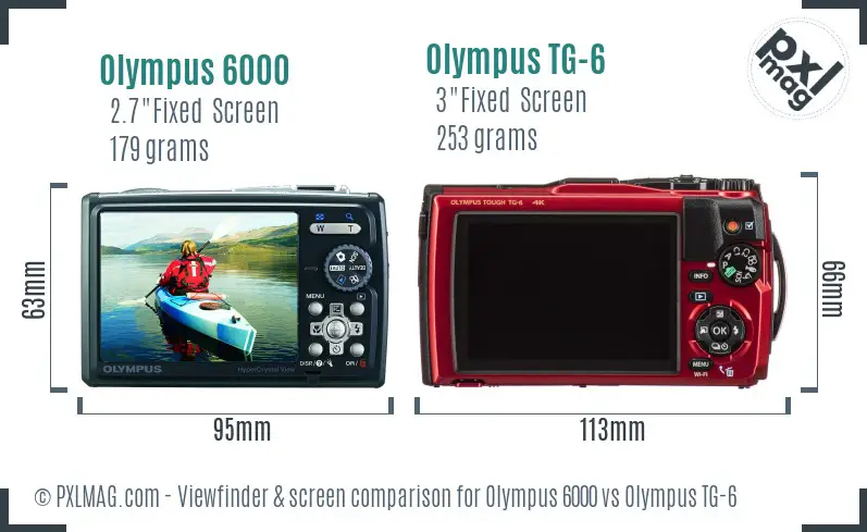 Olympus 6000 vs Olympus TG-6 Screen and Viewfinder comparison