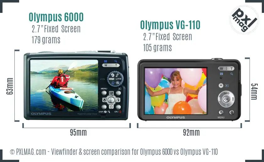 Olympus 6000 vs Olympus VG-110 Screen and Viewfinder comparison