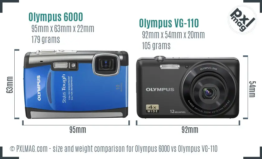 Olympus 6000 vs Olympus VG-110 size comparison