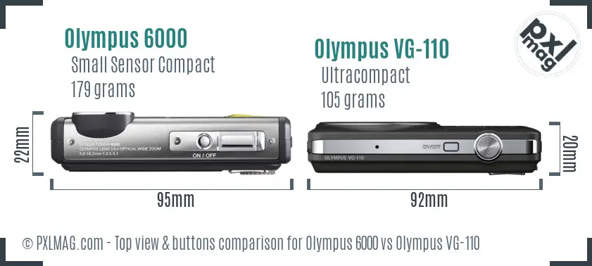 Olympus 6000 vs Olympus VG-110 top view buttons comparison