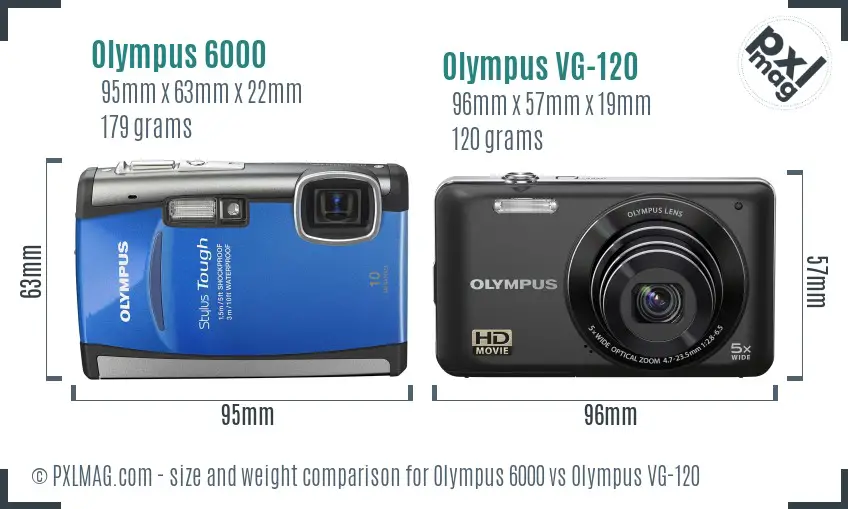 Olympus 6000 vs Olympus VG-120 size comparison