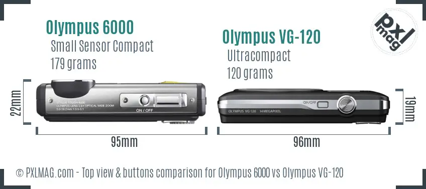 Olympus 6000 vs Olympus VG-120 top view buttons comparison