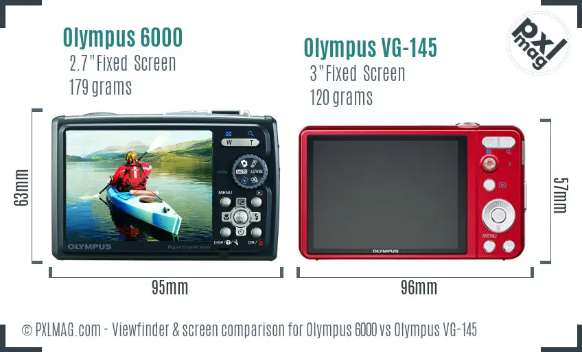 Olympus 6000 vs Olympus VG-145 Screen and Viewfinder comparison