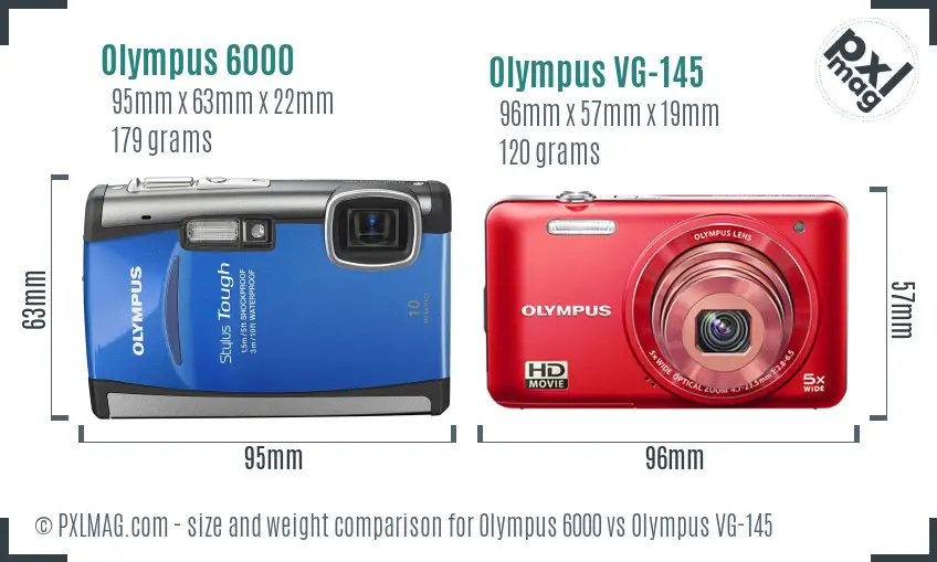 Olympus 6000 vs Olympus VG-145 size comparison