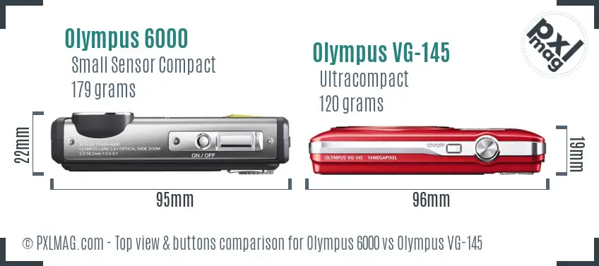 Olympus 6000 vs Olympus VG-145 top view buttons comparison
