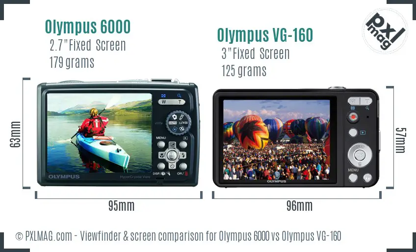 Olympus 6000 vs Olympus VG-160 Screen and Viewfinder comparison