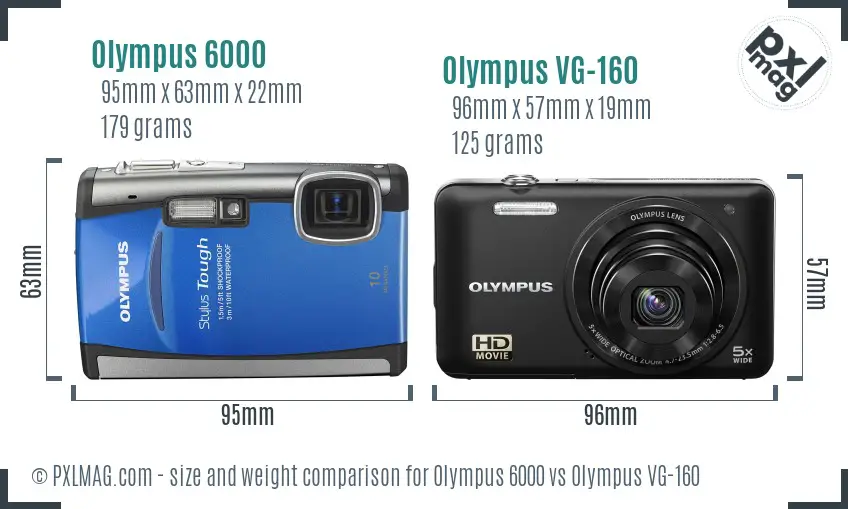 Olympus 6000 vs Olympus VG-160 size comparison