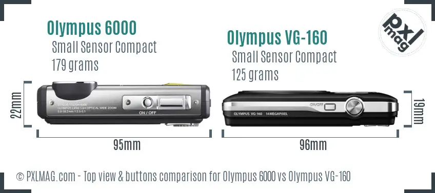 Olympus 6000 vs Olympus VG-160 top view buttons comparison