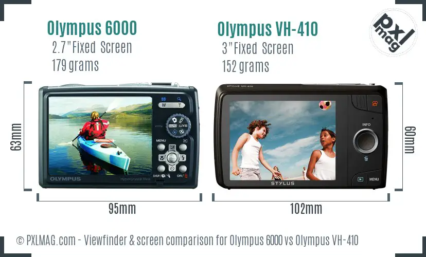 Olympus 6000 vs Olympus VH-410 Screen and Viewfinder comparison