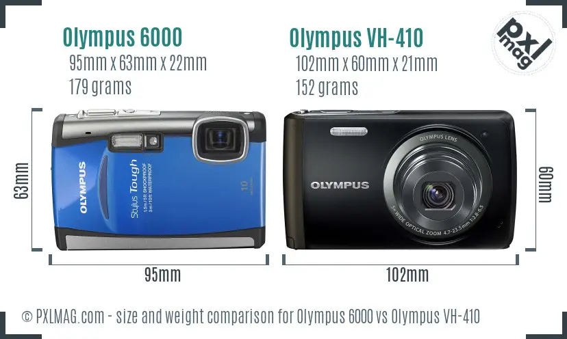 Olympus 6000 vs Olympus VH-410 size comparison