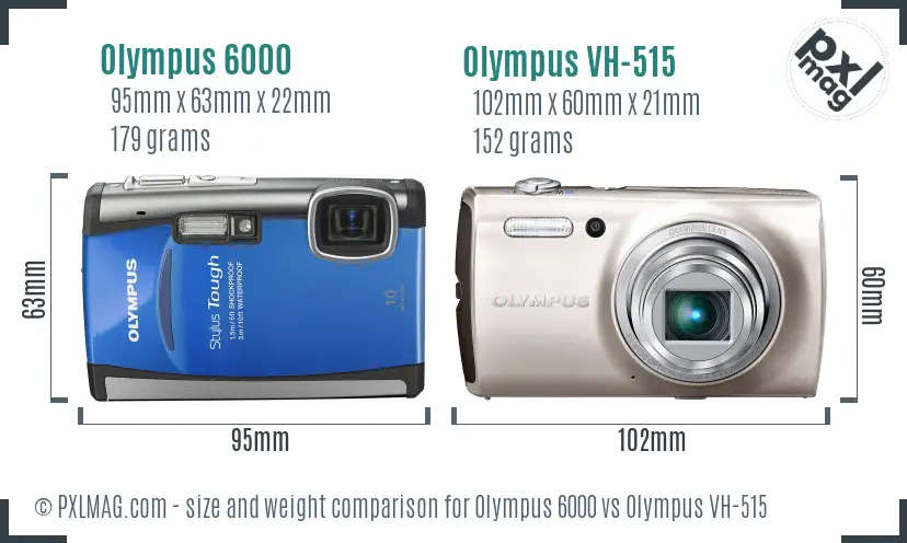 Olympus 6000 vs Olympus VH-515 size comparison