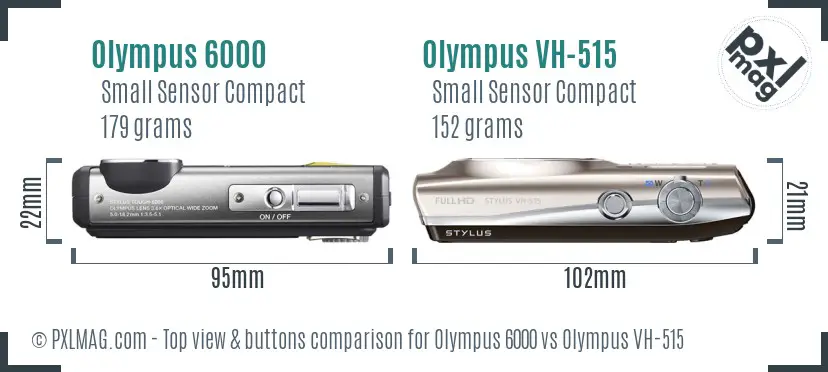 Olympus 6000 vs Olympus VH-515 top view buttons comparison