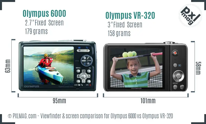 Olympus 6000 vs Olympus VR-320 Screen and Viewfinder comparison