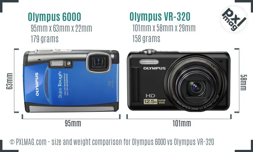 Olympus 6000 vs Olympus VR-320 size comparison