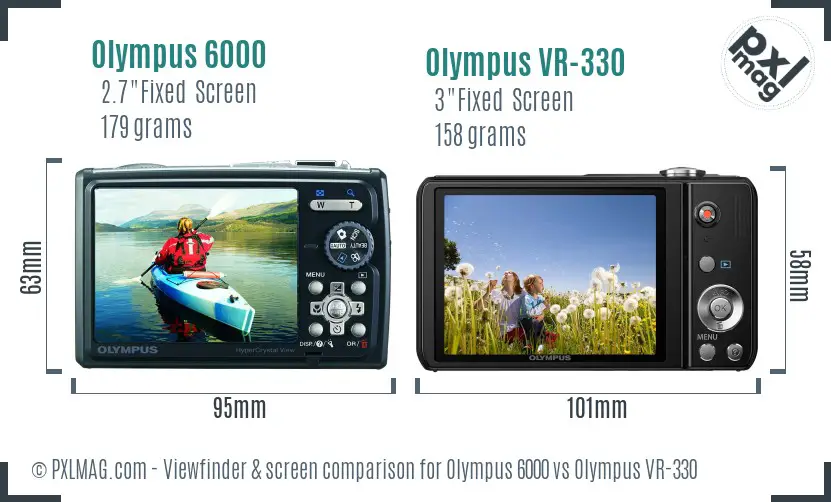 Olympus 6000 vs Olympus VR-330 Screen and Viewfinder comparison