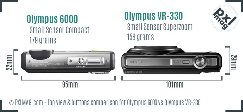 Olympus 6000 vs Olympus VR-330 top view buttons comparison