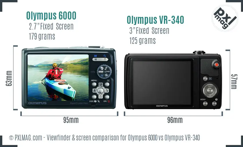 Olympus 6000 vs Olympus VR-340 Screen and Viewfinder comparison