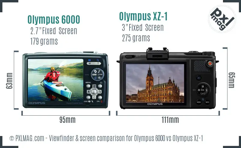 Olympus 6000 vs Olympus XZ-1 Screen and Viewfinder comparison