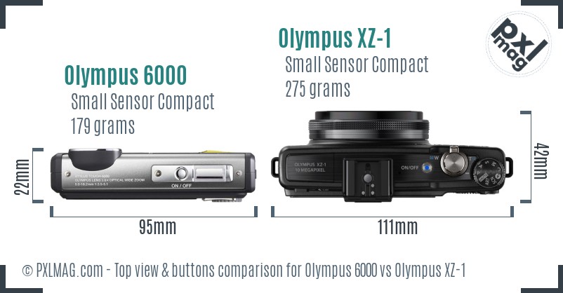 Olympus 6000 vs Olympus XZ-1 top view buttons comparison