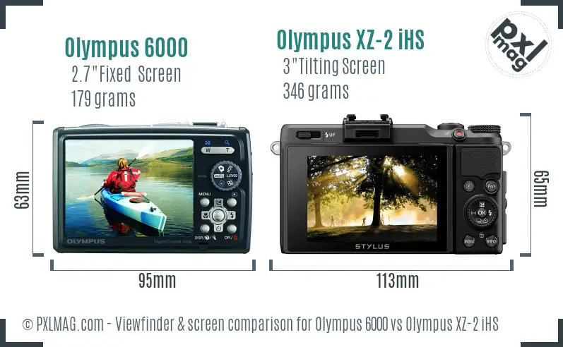 Olympus 6000 vs Olympus XZ-2 iHS Screen and Viewfinder comparison