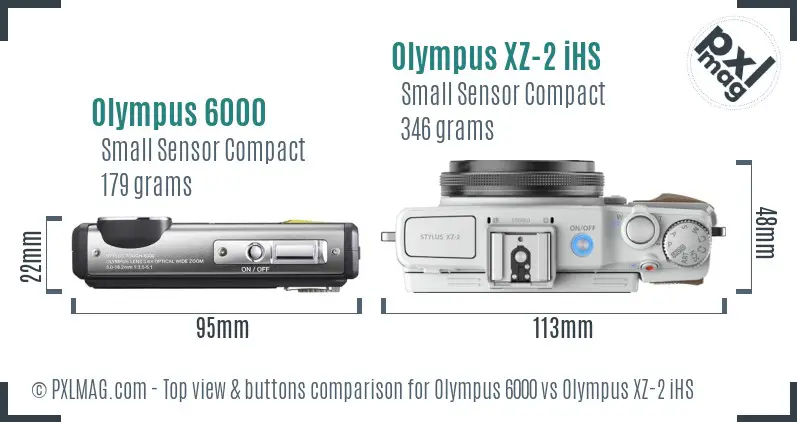 Olympus 6000 vs Olympus XZ-2 iHS top view buttons comparison