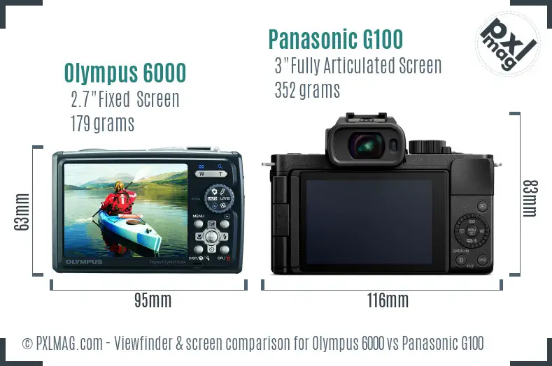 Olympus 6000 vs Panasonic G100 Screen and Viewfinder comparison