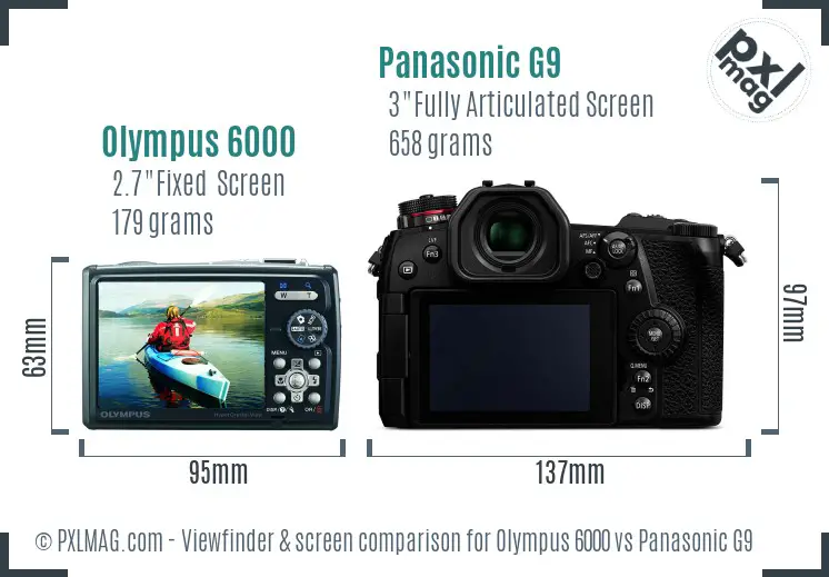 Olympus 6000 vs Panasonic G9 Screen and Viewfinder comparison