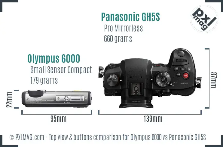Olympus 6000 vs Panasonic GH5S top view buttons comparison