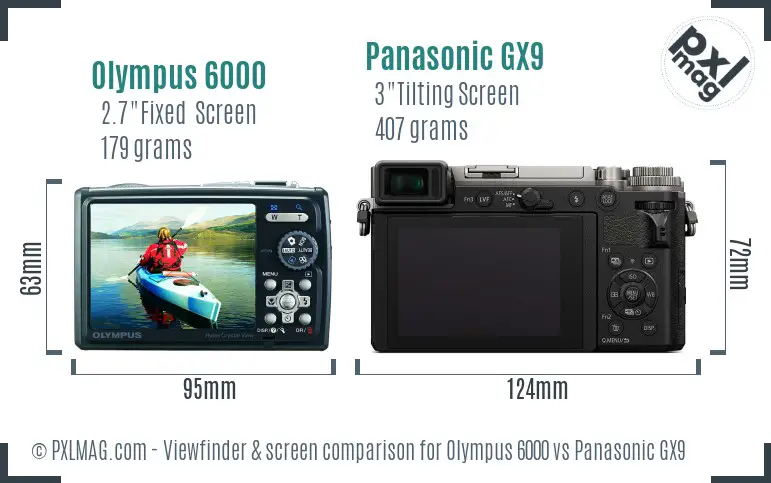 Olympus 6000 vs Panasonic GX9 Screen and Viewfinder comparison