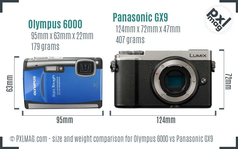 Olympus 6000 vs Panasonic GX9 size comparison