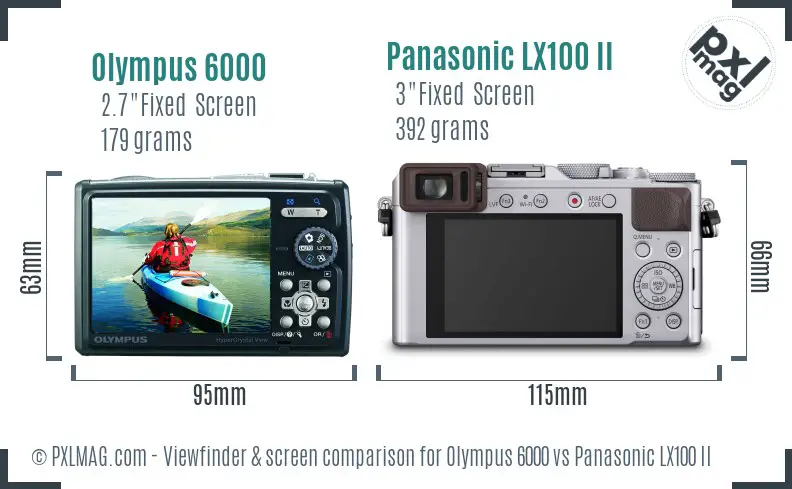 Olympus 6000 vs Panasonic LX100 II Screen and Viewfinder comparison