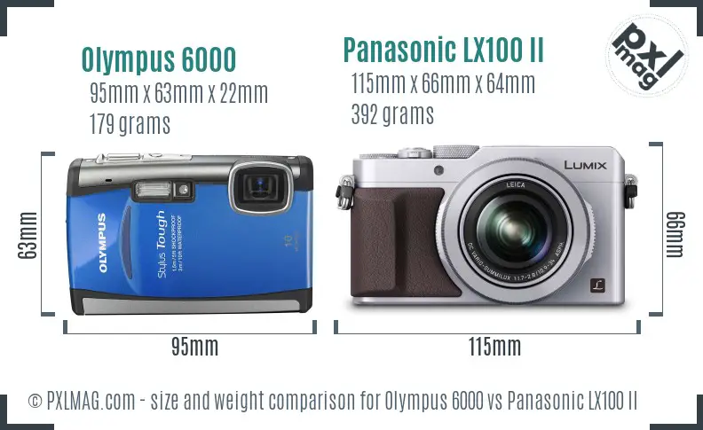 Olympus 6000 vs Panasonic LX100 II size comparison