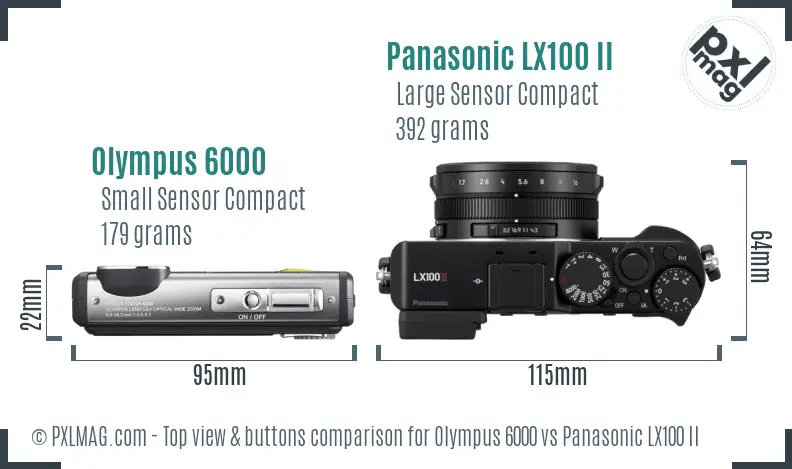 Olympus 6000 vs Panasonic LX100 II top view buttons comparison