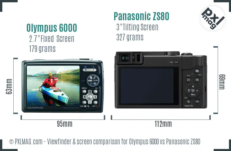 Olympus 6000 vs Panasonic ZS80 Screen and Viewfinder comparison