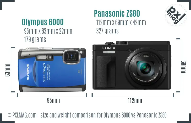 Olympus 6000 vs Panasonic ZS80 size comparison