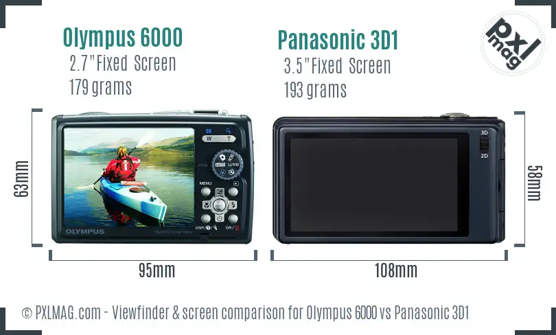 Olympus 6000 vs Panasonic 3D1 Screen and Viewfinder comparison