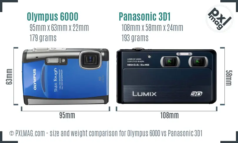 Olympus 6000 vs Panasonic 3D1 size comparison