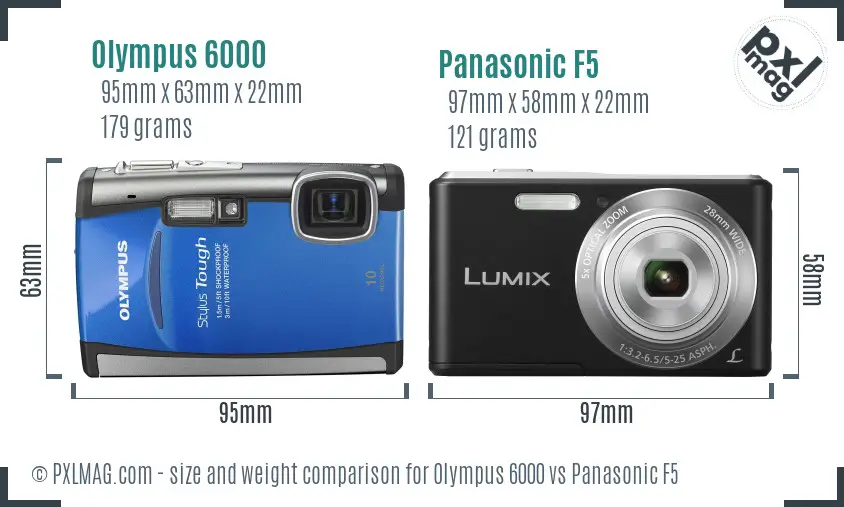 Olympus 6000 vs Panasonic F5 size comparison