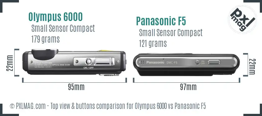 Olympus 6000 vs Panasonic F5 top view buttons comparison