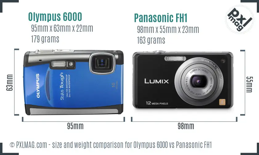 Olympus 6000 vs Panasonic FH1 size comparison