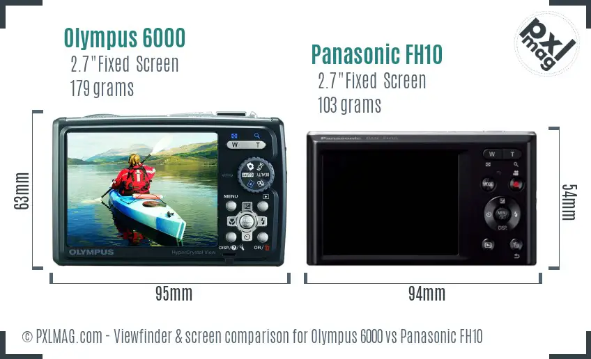 Olympus 6000 vs Panasonic FH10 Screen and Viewfinder comparison