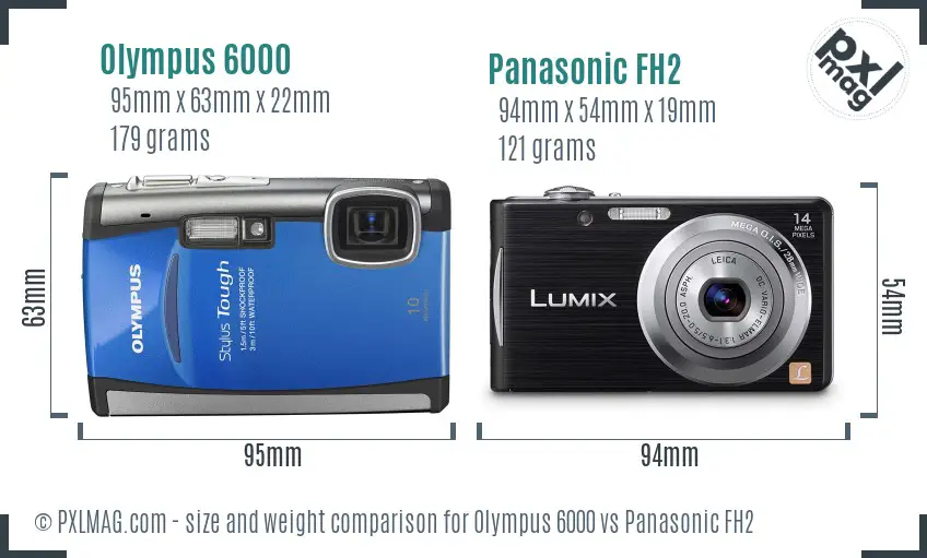 Olympus 6000 vs Panasonic FH2 size comparison
