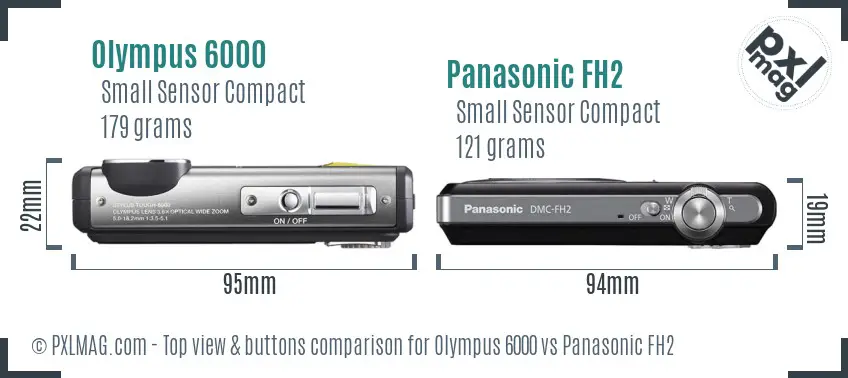 Olympus 6000 vs Panasonic FH2 top view buttons comparison