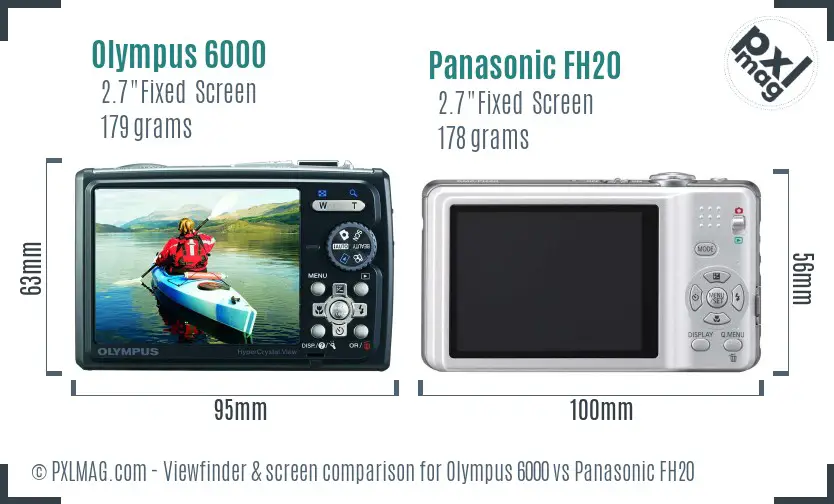 Olympus 6000 vs Panasonic FH20 Screen and Viewfinder comparison