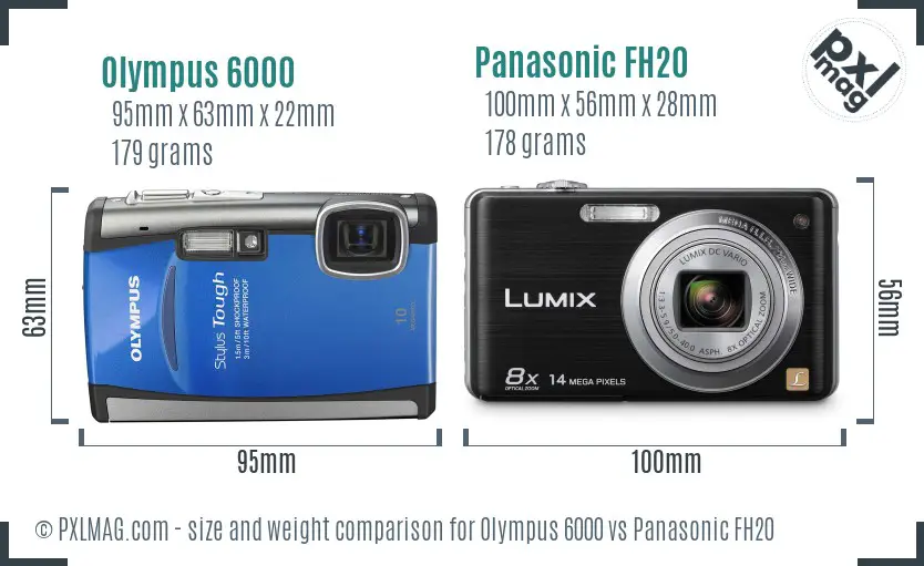 Olympus 6000 vs Panasonic FH20 size comparison